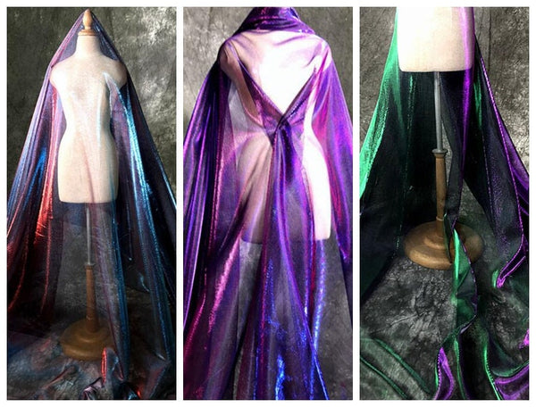 3 Color Iridescent fabric, retro chane colour mesh fabric, stretch mesh fabric, 59" Wide, by the yard