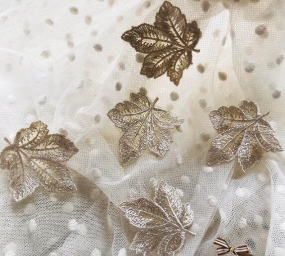 Maple leaf embroidered patch, decor leaf patch, DIY patch, for 5 pcs