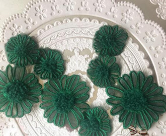 Dark green daisy flower, flower patch, applique, for 5 pcs