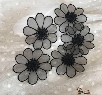 Black color daisy patch, applique,for 5 pcs