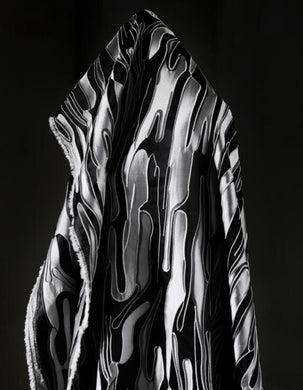 Black and grey color jcquard fabric, 3D jacquard fabric, texture fabric, designer fabric, by the yard