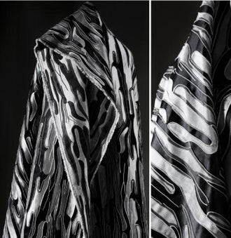 Black and grey color jcquard fabric, 3D jacquard fabric, texture fabric, designer fabric, by the yard