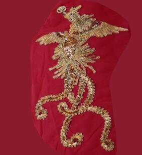 Red color mesh with dragon phoenix style, embroidered dragon phoenix, for 1 pcs