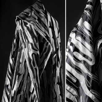Black grey color jacquard fabric, jacket dress jacquard fabric, two-sided jacquard by the yard