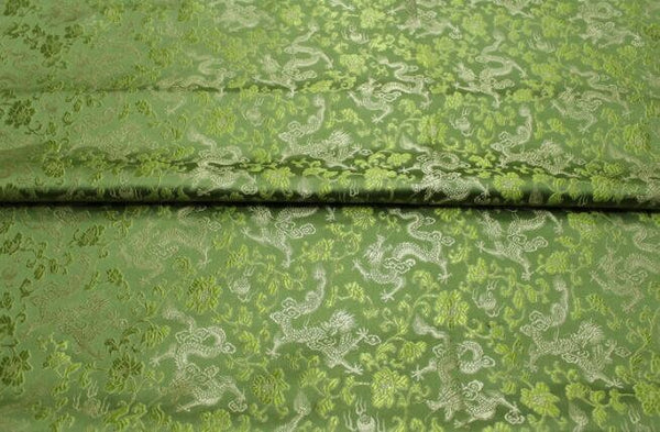 Green color brocade fabric, jacquard fabric, dragon fabric, by the yard