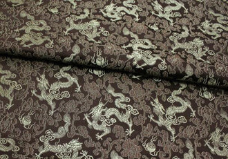 Coffee gold color brocade fabric, jacquard fabric, dragon fabric, by the yard