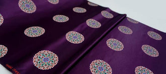 Purple color brocade fabric, jacquard fabric, by the yard