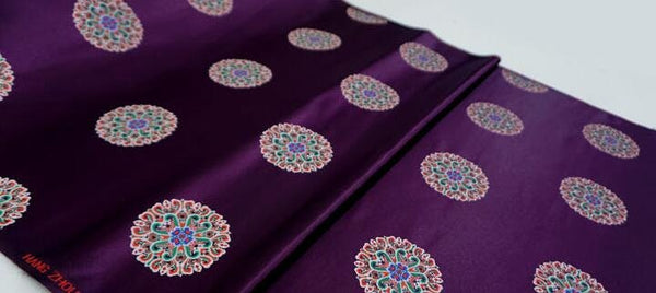 Purple color brocade fabric, jacquard fabric, by the yard