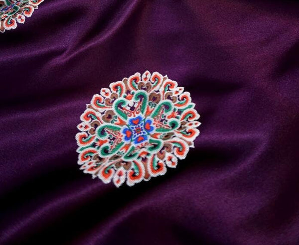 Purple color brocade fabric, jacquard fabric, by the yard