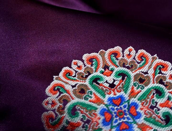 Purple color brocade fabric, jacquard fabric, by the yard