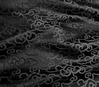 Black color brocade fabric, jacquard fabric, by the yard