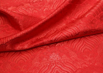 Red color brocade fabric, jacquard fabric, by the yard