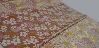 Pink gold color flower fabric Chinese style jacquard fabric, brocade fabric, plum blossom fabric, by the yard-28inches wide