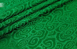Green color brocade fabric, jacquard fabric, by the yard