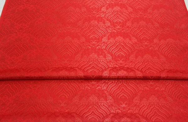 Red color brocade fabric, jacquard fabric, by the yard