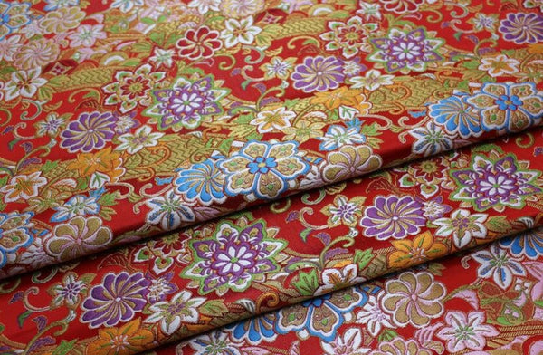 Color flower brocade fabric, jacquard fabric, by the yard