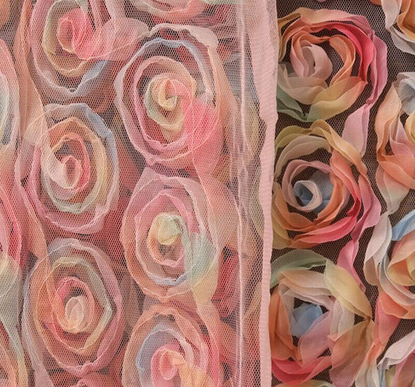 3D Flower pattern mesh fabric, wedding mesh fabric, fabric by the yard