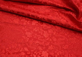 Red color brocade fabric, jacquard fabric, dragon style brocade fabric, cosplay dress fabric, by the yard