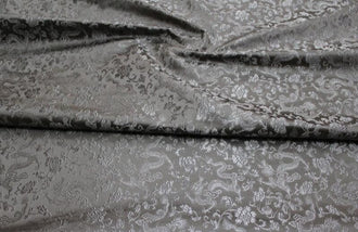 Silver grey color brocade fabric, jacquard fabric, dragon style brocade fabric, cosplay dress fabric, by the yard