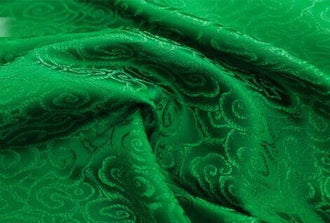 Green color brocade fabric, jacquard fabric, by the yard
