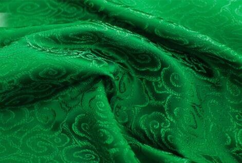 Green color brocade fabric, jacquard fabric, by the yard