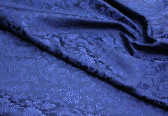 Dark blue color brocade fabric, jacquard fabric, dragon style brocade fabric, cosplay dress fabric, by the yard