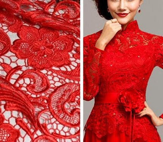ON SALE, Lace fabric, red/wine red/green/blue/black color lace fabric, wedding lace fabric