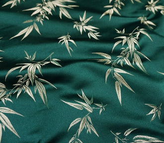 Dark green color brocade fabric, jacquard fabric, bamboo style brocade fabric, fabric by the yard