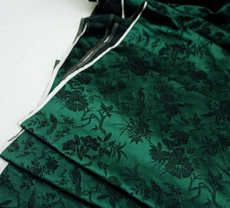 SALE, 30%OFF-Dark green color brocade fabric, jacquard fabric, bird and flower style brocade fabric, fabric by the yard