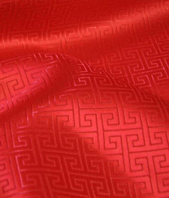 Red color brocade fabric, jacquard fabric, fabric by the yard