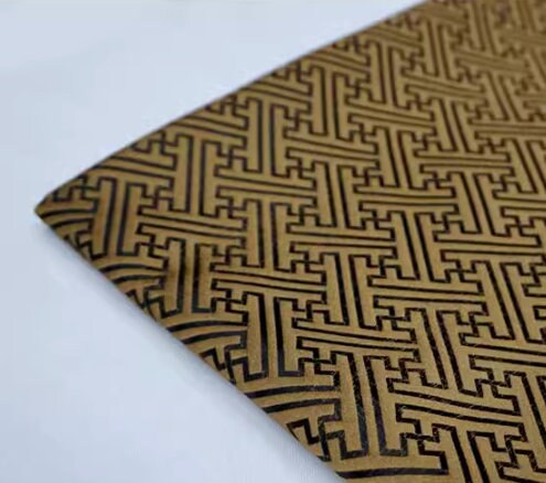 Bronze gold color with black pattern, brocade fabric, longevity brocade,  jacquard fabric by the yard
