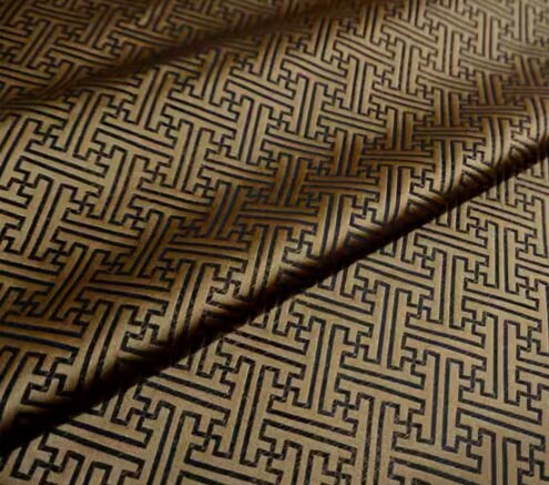 Bronze gold color with black pattern, brocade fabric, longevity brocade,  jacquard fabric by the yard