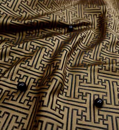 Bronze gold color with black pattern, brocade fabric, longevity brocade,  jacquard fabric by the yard