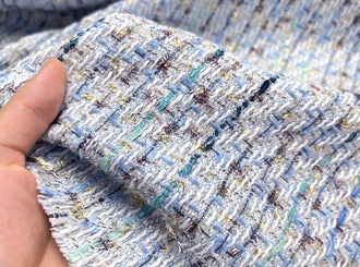 Spring and Autumn Fabric, Light Blue Color Glossy Fabric, Tweed Fabric,  by the yard