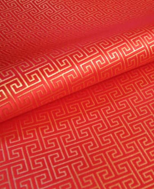 Red yellow color brocade fabric, fabric by the yard