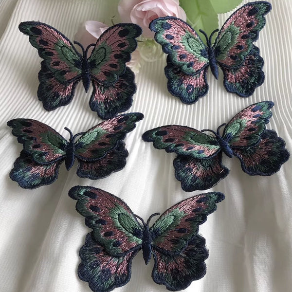 High quality double-layer 3D butterfly embroidery fabric patch flower patch dress Hanfu decorative patch hand sewing on