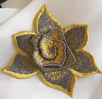 High quality double-layer 3D flower embroidery fabric patch dress Hanfu decorative patch hand sewing on