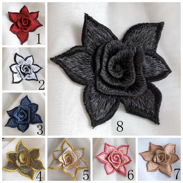 High quality double-layer 3D flower embroidery fabric patch dress Hanfu decorative patch hand sewing on