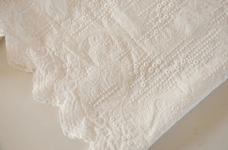 SALE, 100% cotton fabric, off-white color floral embroidery, cotton fabric, DIY dress fabric, scallop edge fabric, by the yard