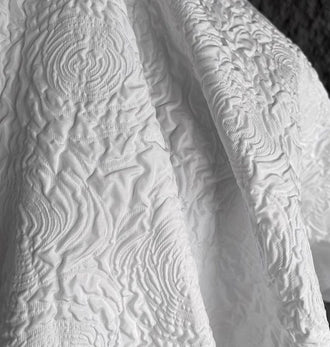 Black/Off-white Color Embossed jacquard 3D texture fabric pleated texture skirt jacket fabric, by the yard