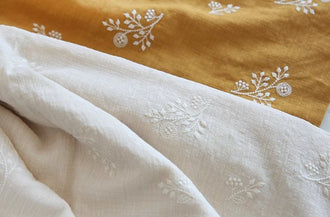 SALE, Ginger beige pure cotton embroidery fabric, cotton fabric, by the yard