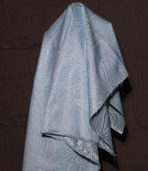 20%OFF-Blue jacquard fabric, texture double-sided jacquard fabric, wedding dress fabric, Hanfu dress designer fabric