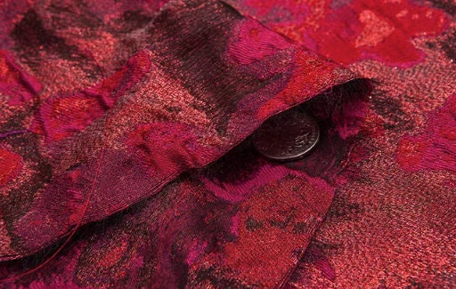 25%OFF-Dark red flower jacquard fabric, fashion jacquard fabric, by the yard