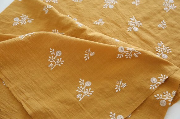 SALE, Ginger beige pure cotton embroidery fabric, cotton fabric, by the yard