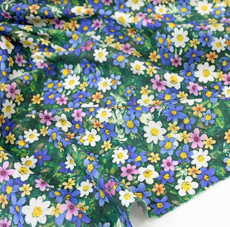 Spring and Summer Fabric Cotton Poplin Fabric Oil Painting Style Small Daisy Fabric Shirt Dress Half Skirt Fabric
