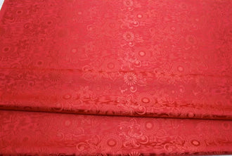 Red color flower brocade fabric, jacquard brocade fabric, by the yard