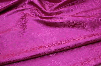 Rose red color flower brocade fabric, jacquard brocade fabric, by the yard