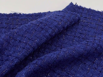 Royal blue bright silk woven tweed fabric for spring and autumn dress set fabric
