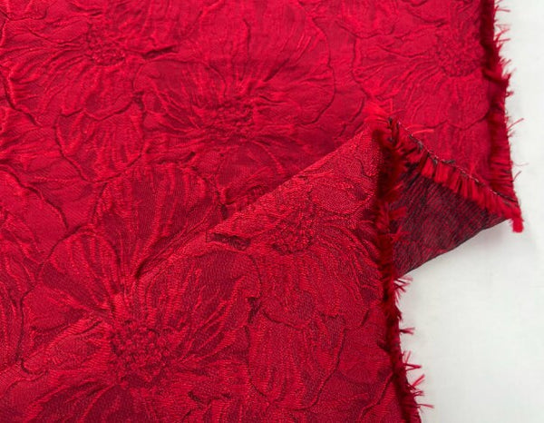 Bright red glossy fabric, concave and convex large jacquard designer fabric, dress skirt vest fabric