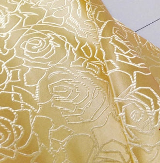 Golden brocade fabric with rose pattern, jacquard fabric, cosplay dress fabric, by the yard